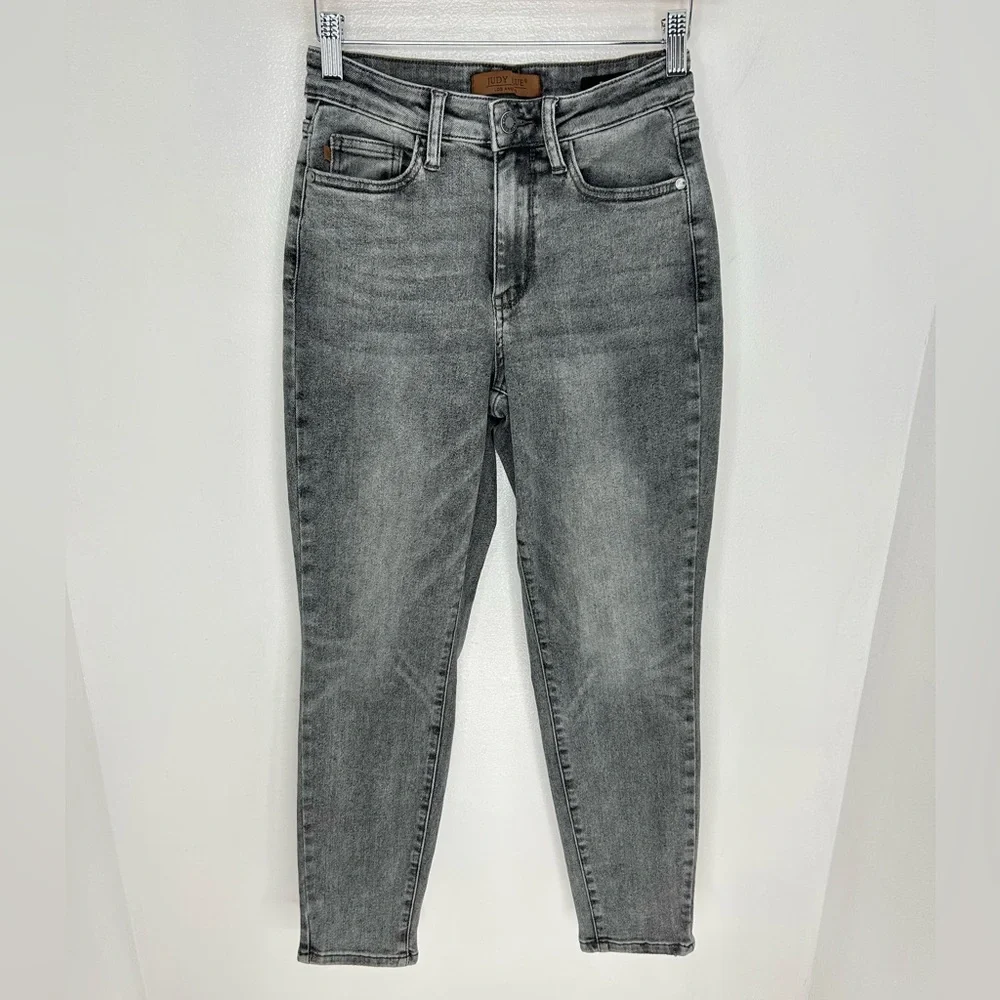 Judy Blue Slim Fit Jeans 1/25 High Rise‎ Light Wash Gray Denim Stretch 24x27.5